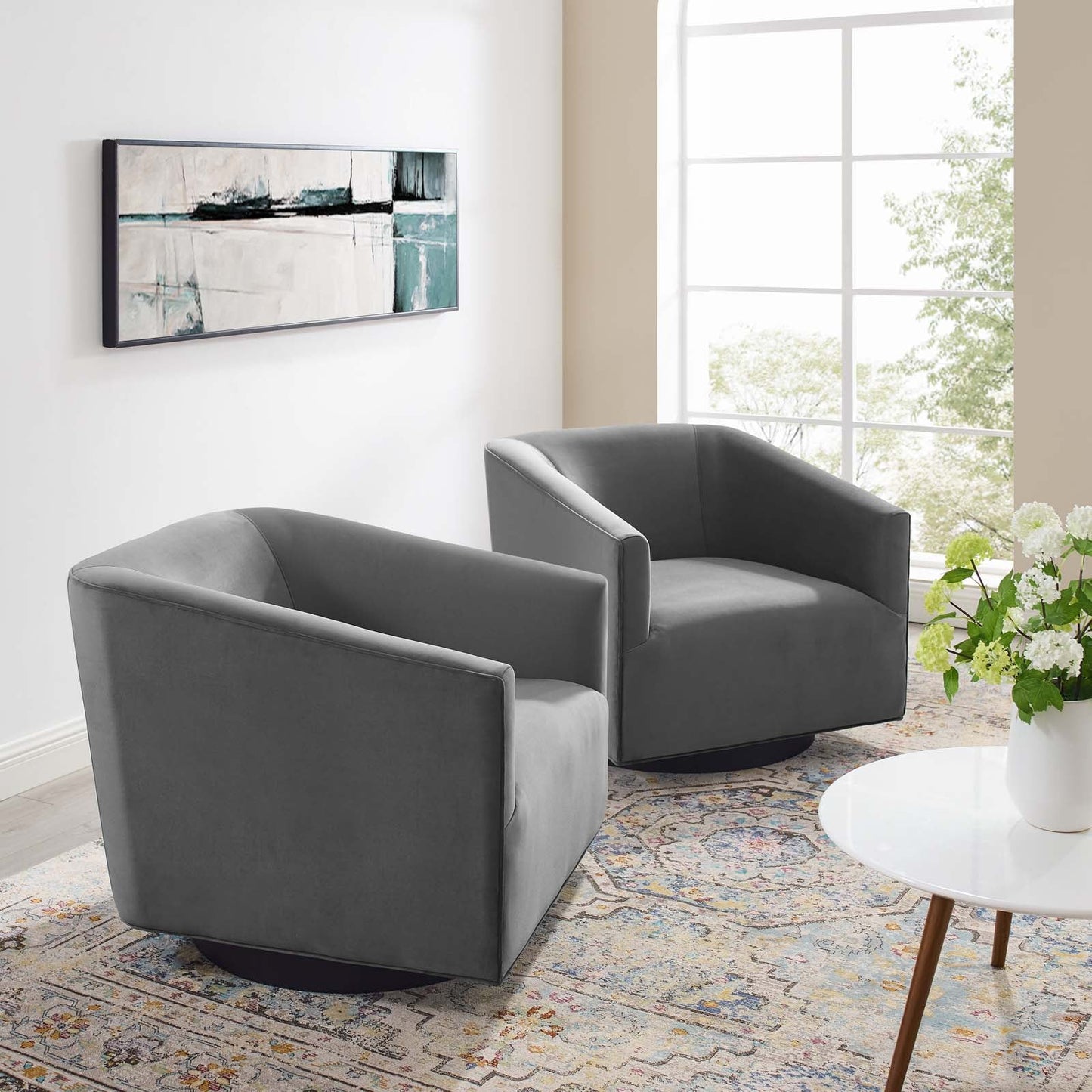 Jit Velvet Swivel Chair- Set of Two