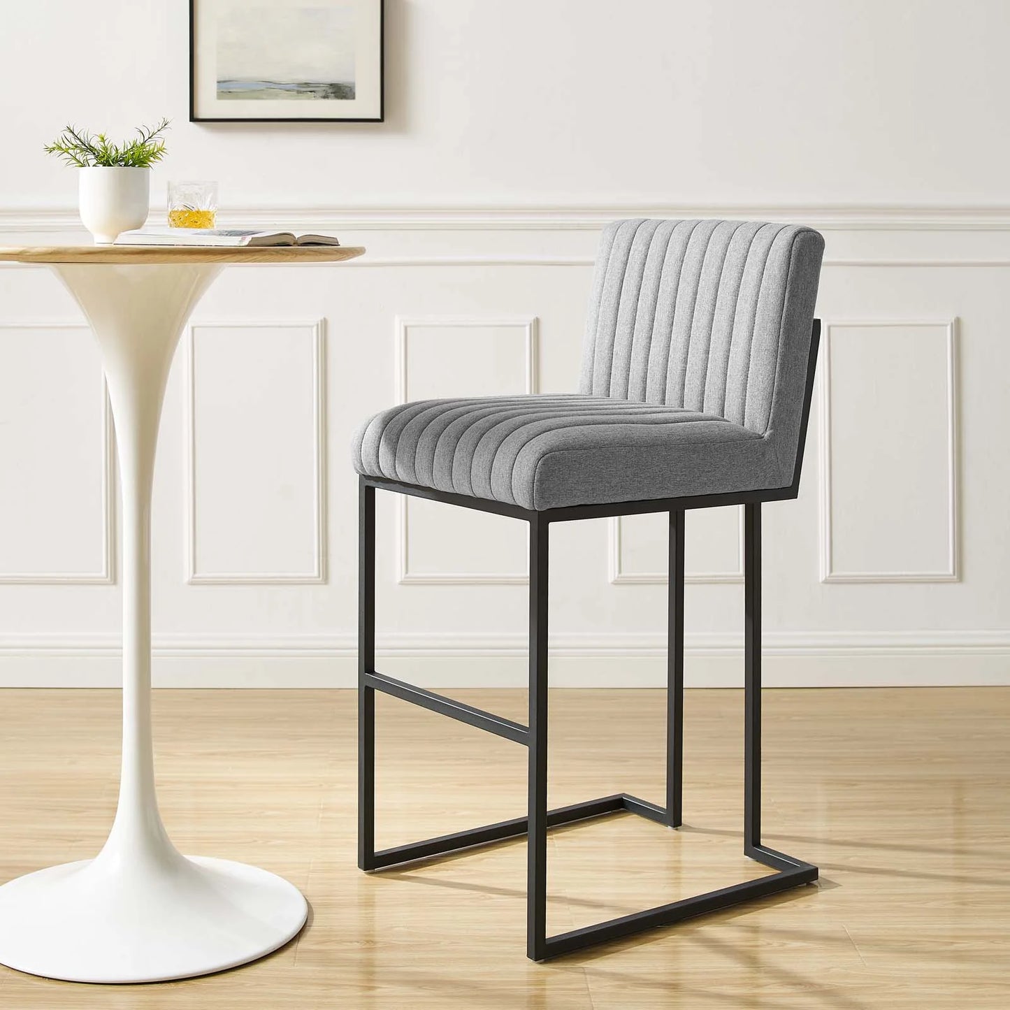 Indulge Channel Tufted Fabric Bar Stool