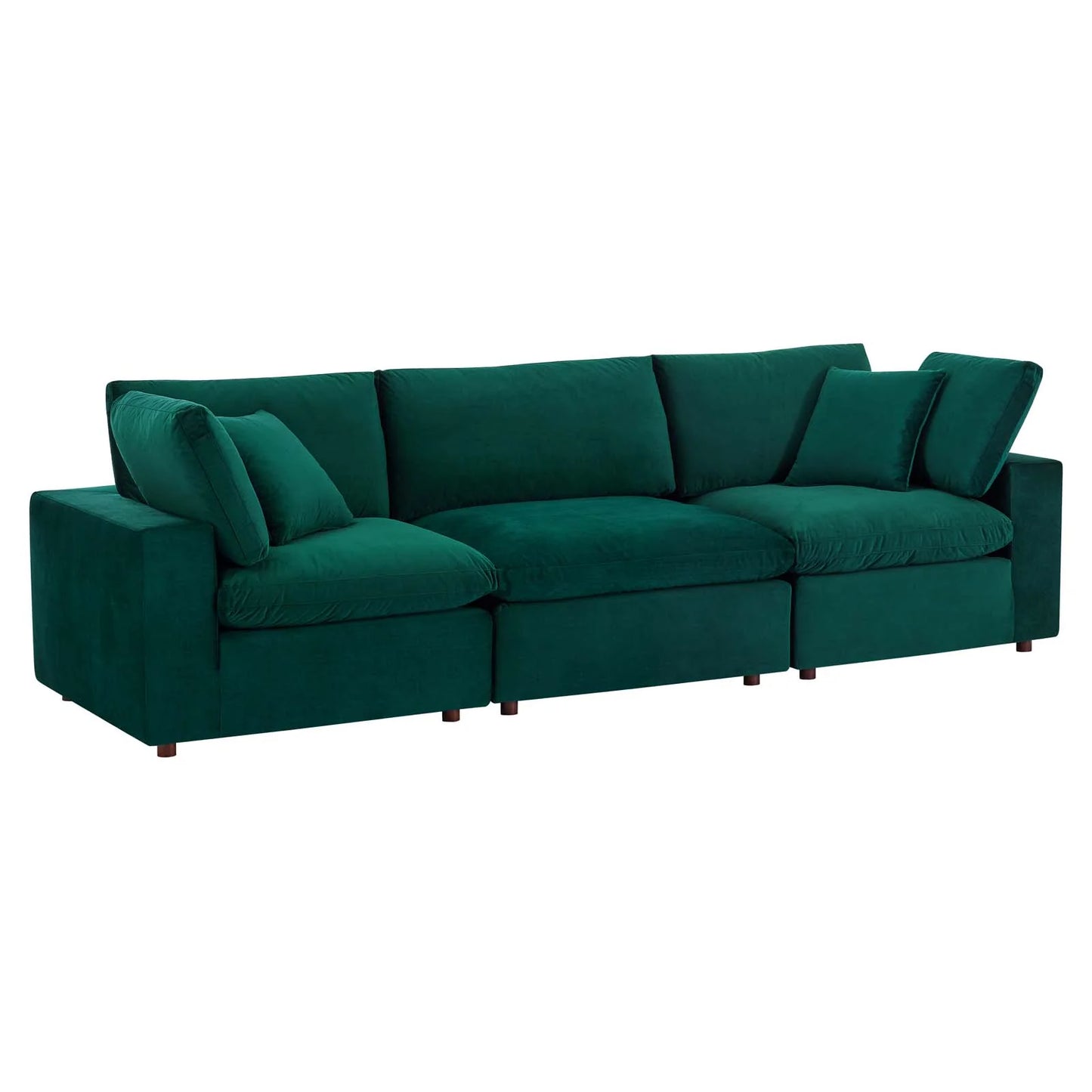 Commix Down Filled Overstuffed Performance Velvet 3-Seater Sofa