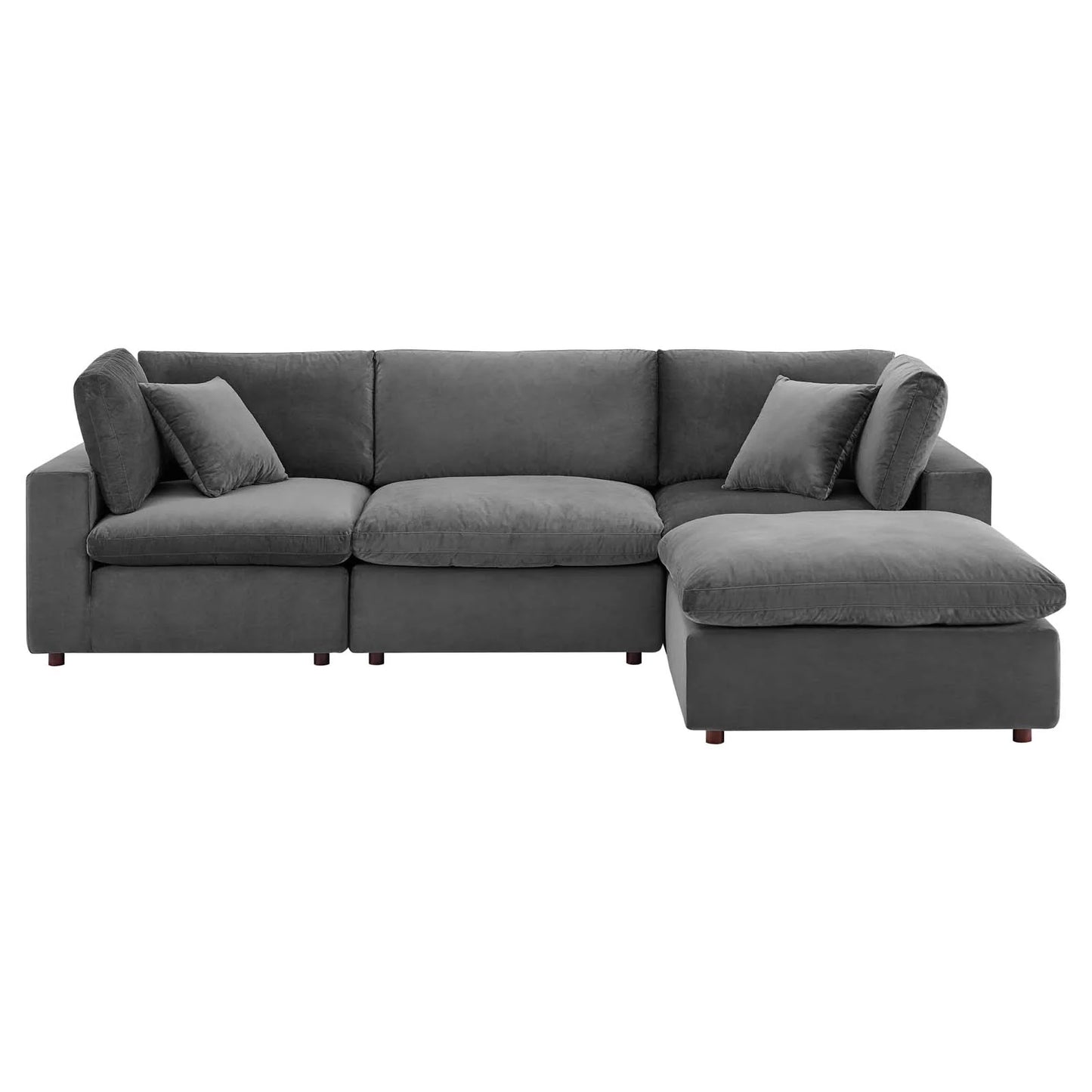 Commix Down Filled Overstuffed Performance Velvet 4-Piece Sectional Sofa