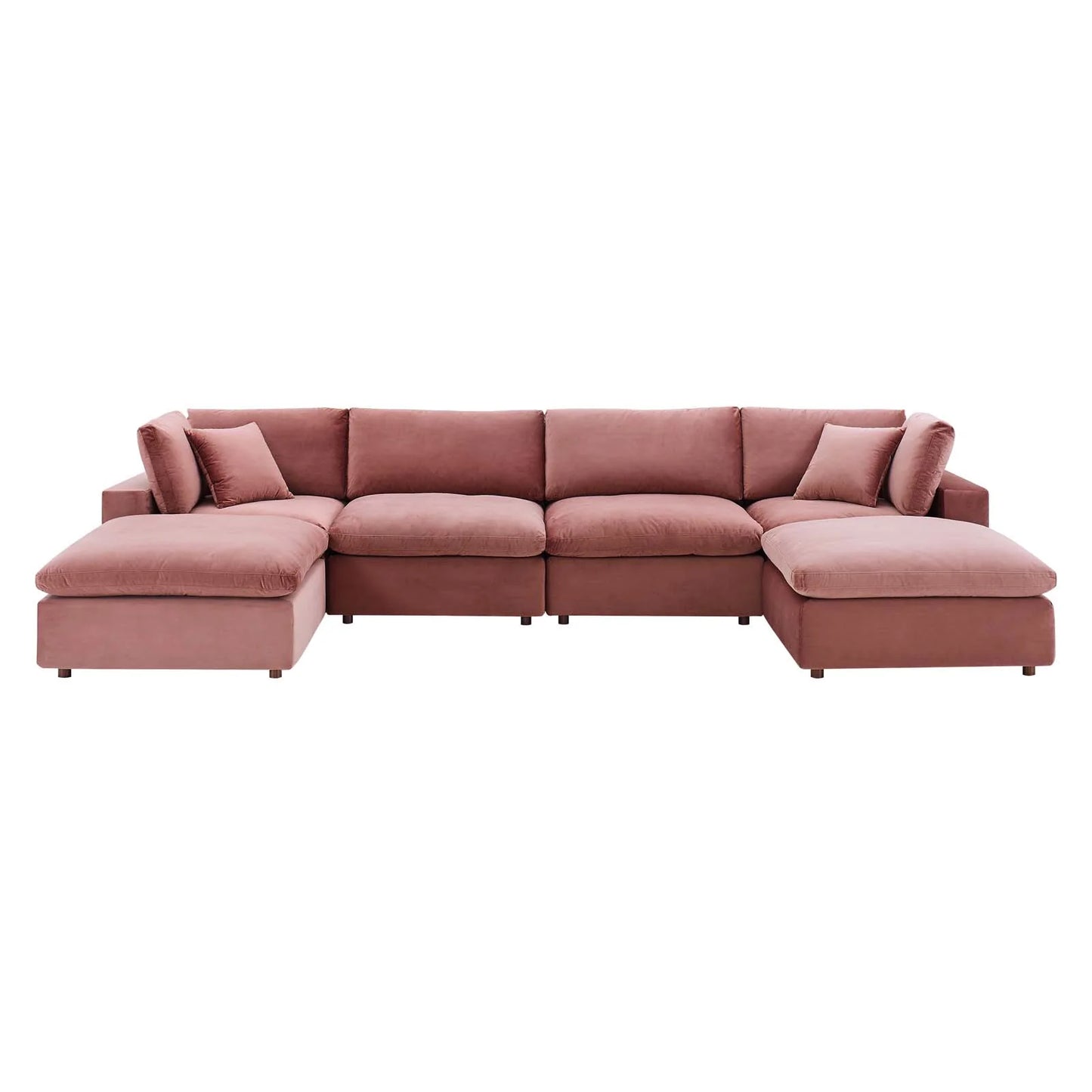 Commix Down Filled Overstuffed Performance Velvet 6-Piece Sectional Sofa