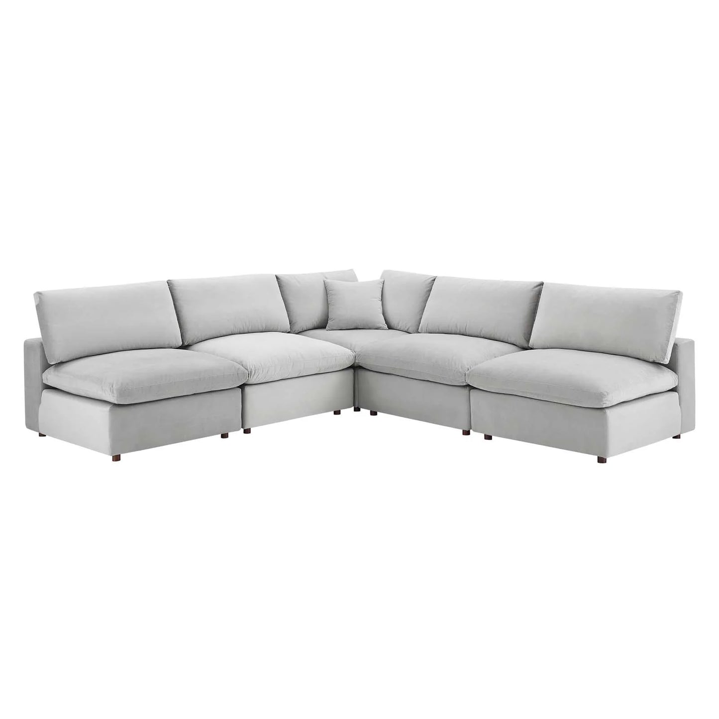 Commix Down Filled Overstuffed Performance Velvet 5-Piece Sectional Sofa