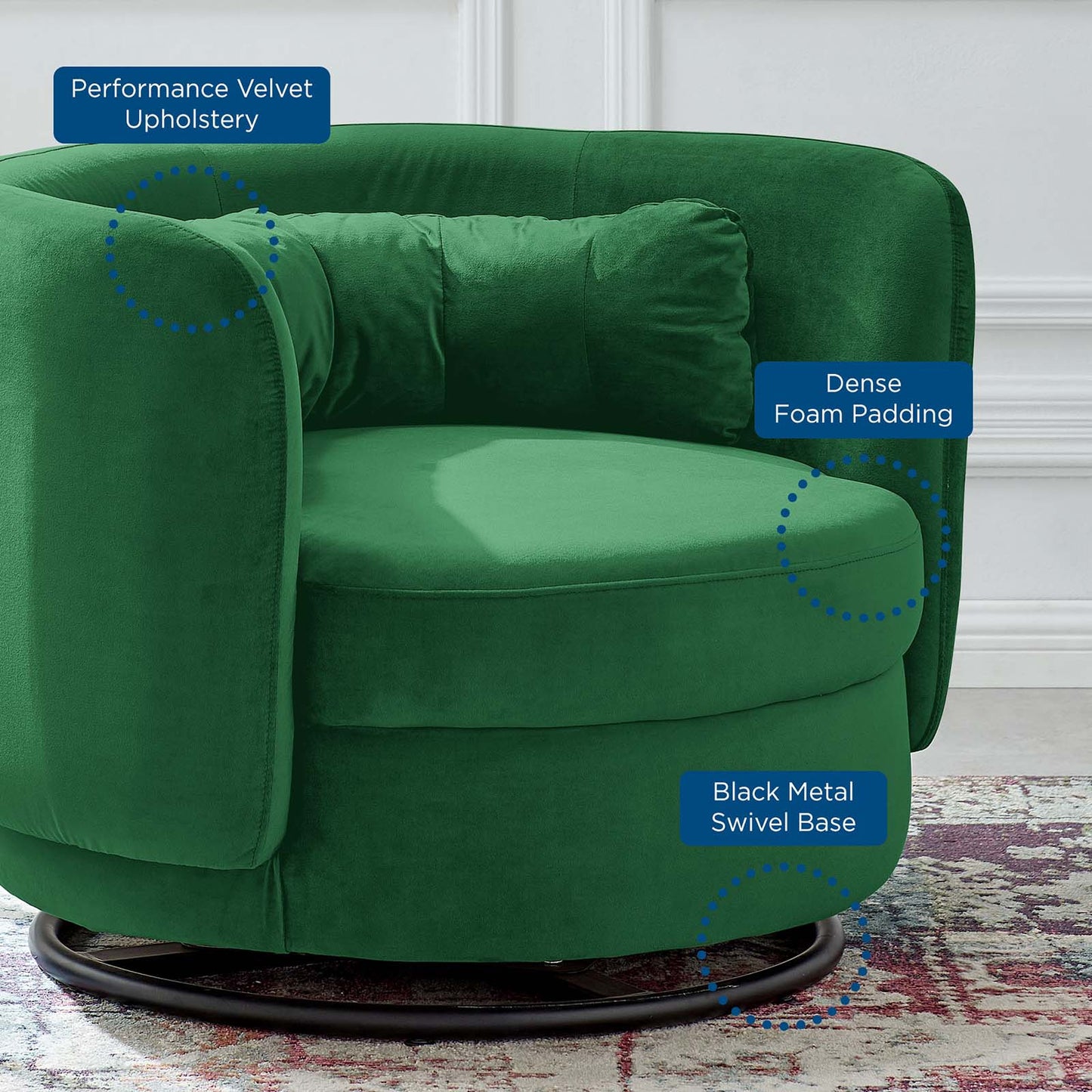 Zia Velvet Swivel Armchair