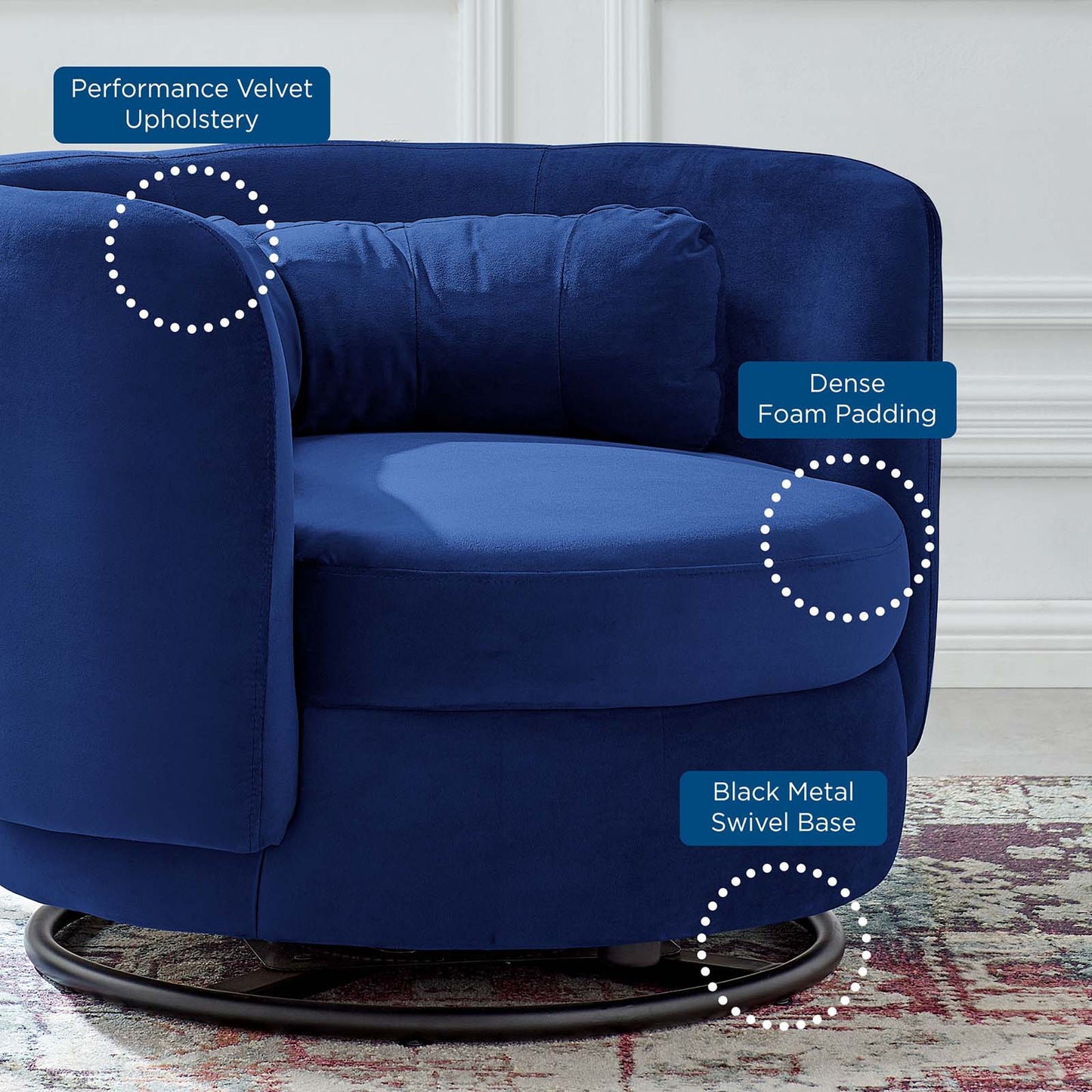 Zia Velvet Swivel Armchair