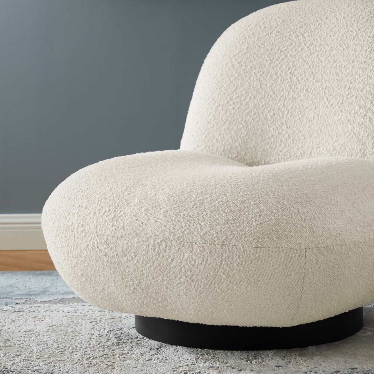 Arya Boucle Swivel Chair- Black