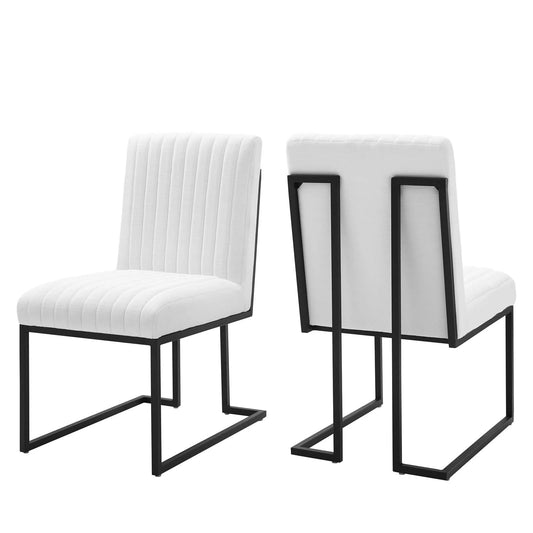 Hana Channel Tufted Fabric Dining Chairs - Set of 2