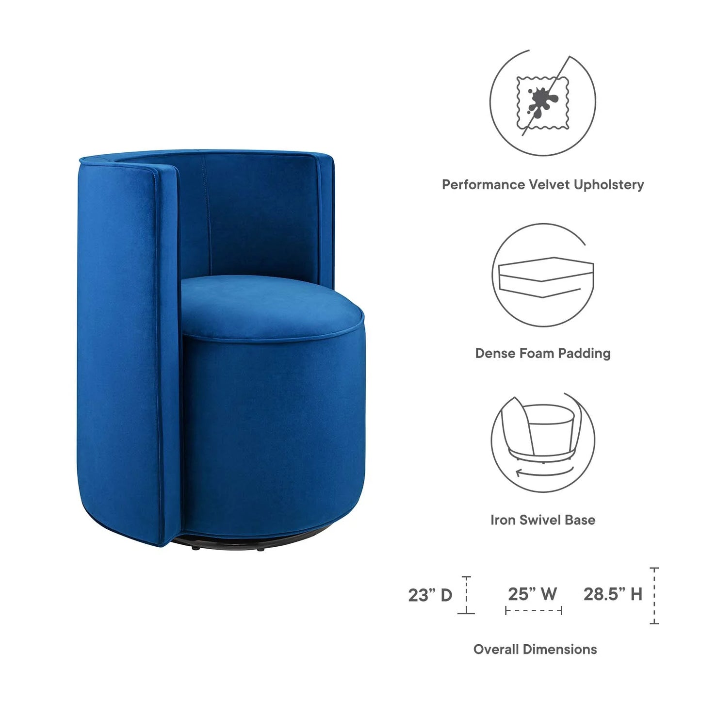 Dia Velvet Swivel Chair