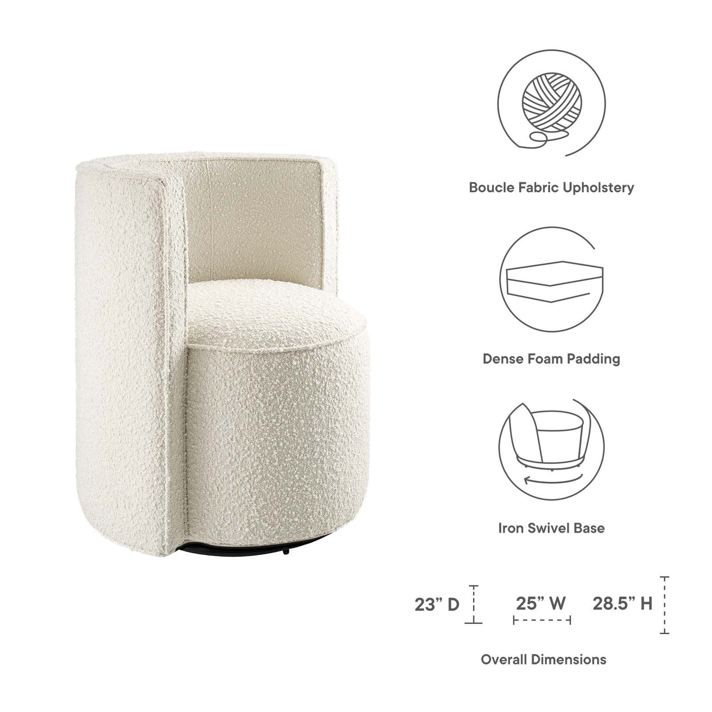 Dia Boucle Swivel Chair