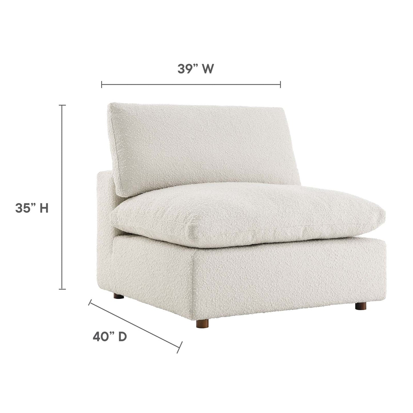 Commix Down Filled Overstuffed Boucle Fabric Armless Chair