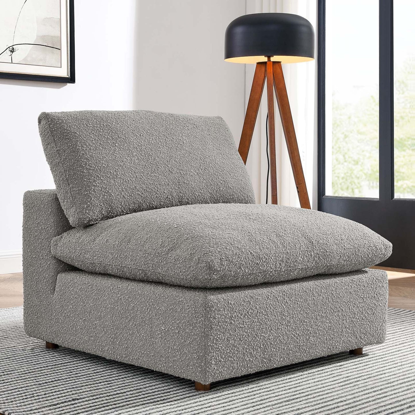 Commix Down Filled Overstuffed Boucle Fabric Armless Chair