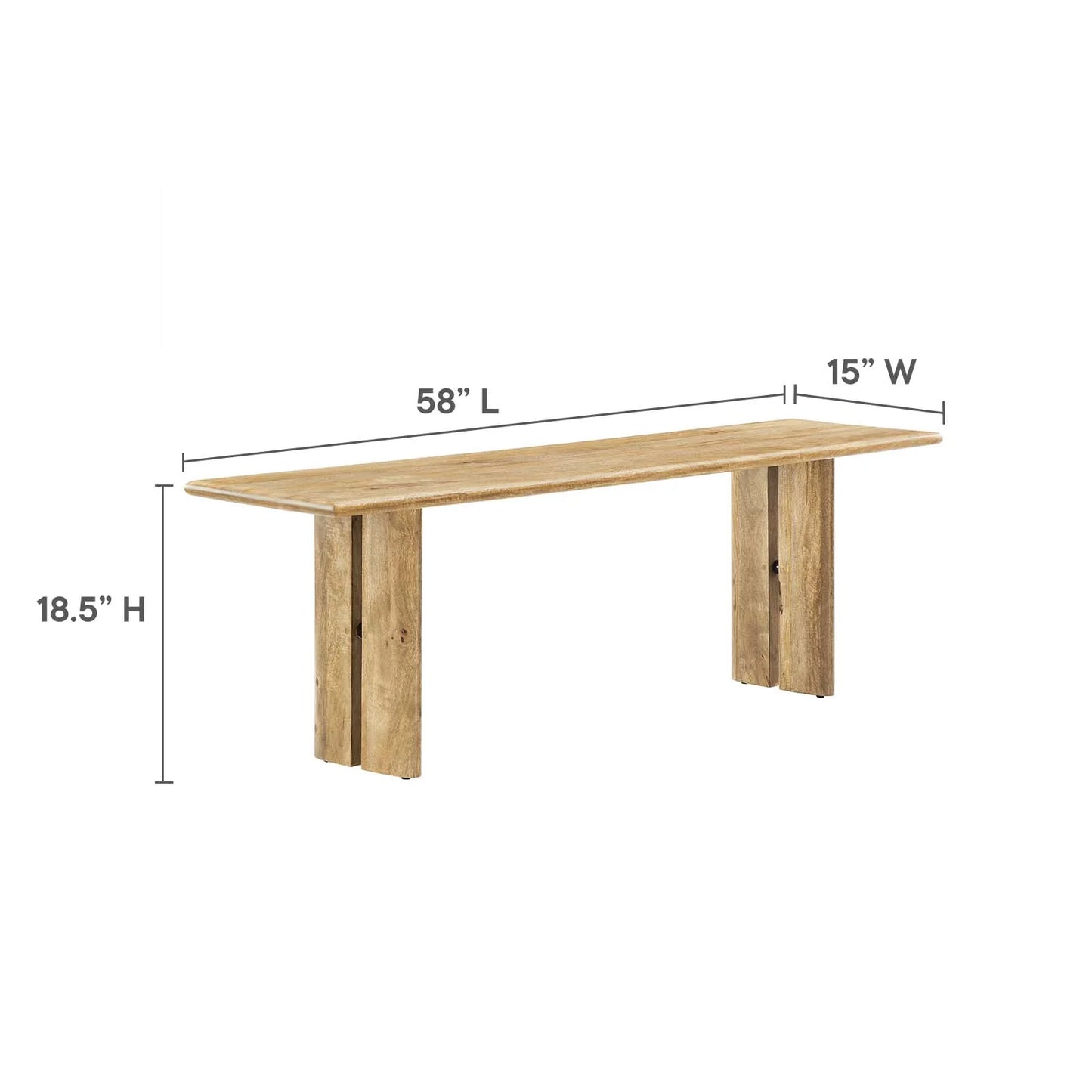 Rupi Wood Bench 58"