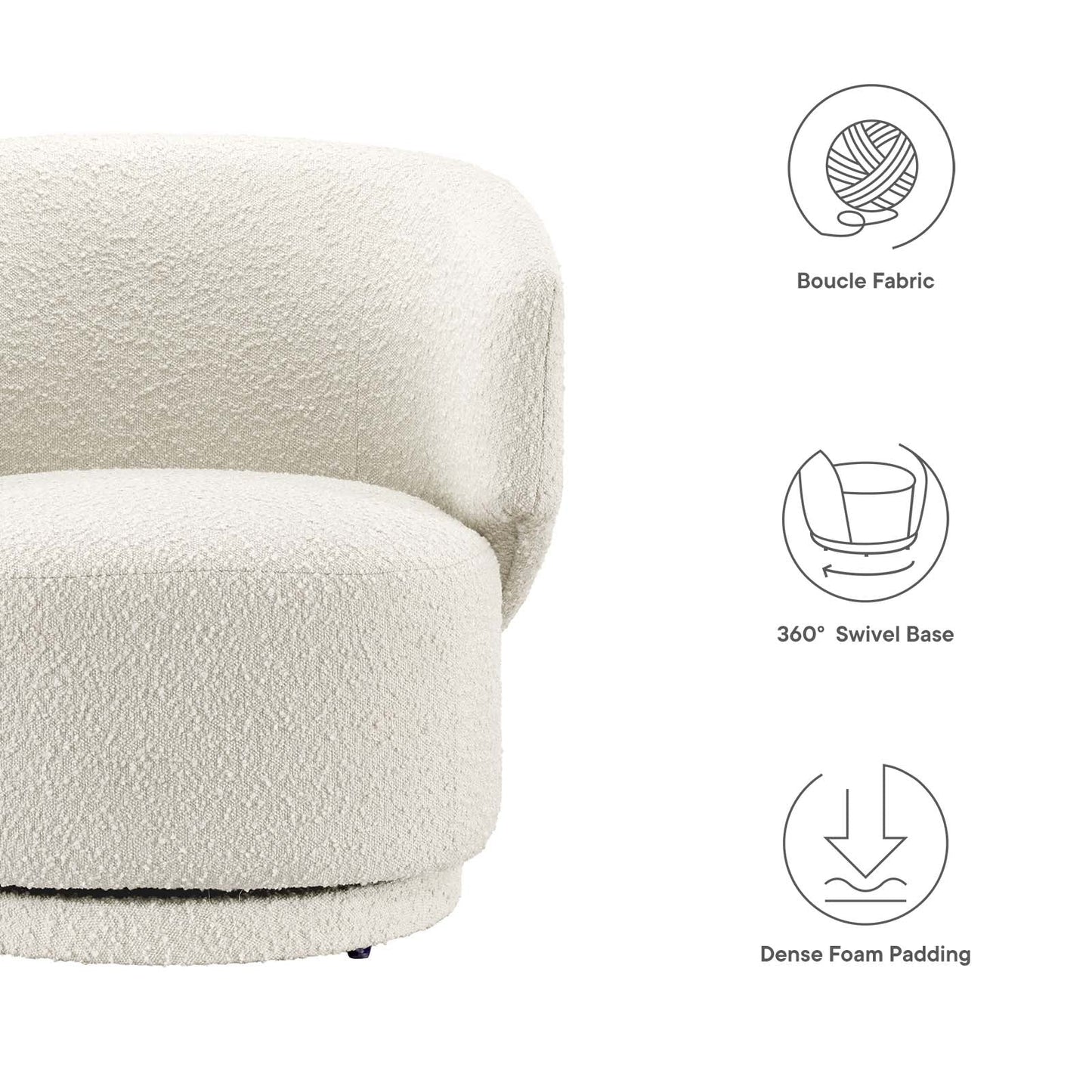 Riya Boucle Swivel Armchair