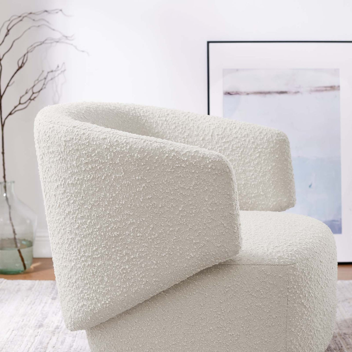 Riya Boucle Swivel Armchair