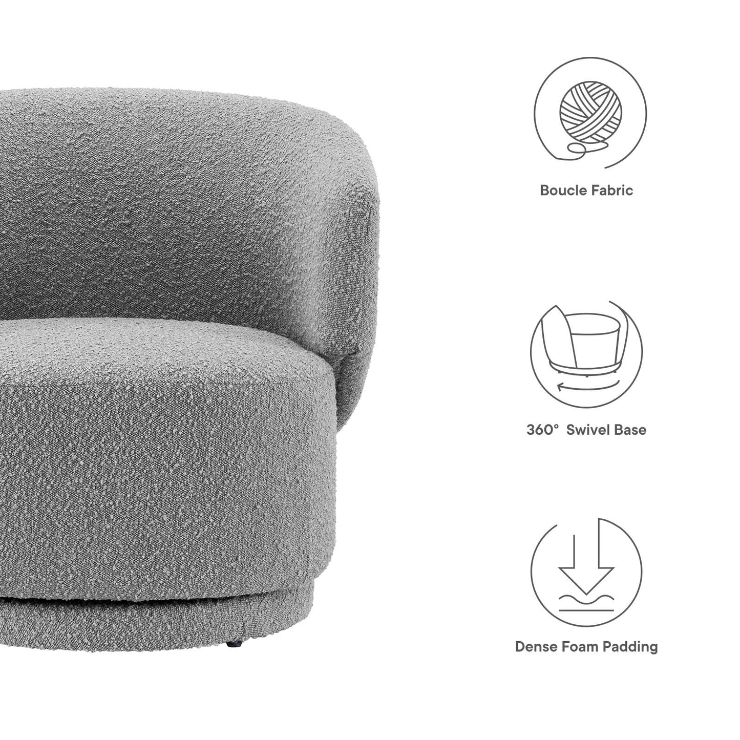 Riya Boucle Swivel Armchair