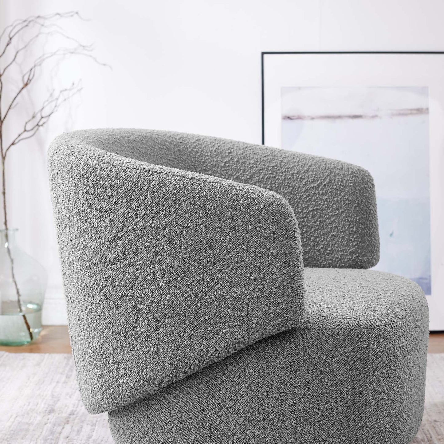 Riya Boucle Swivel Armchair