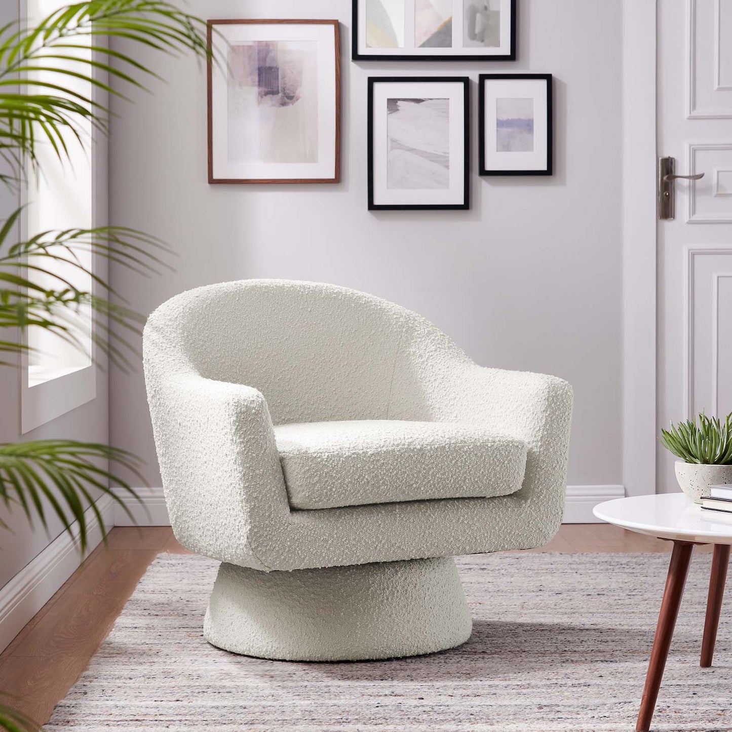 Esha Boucle Swivel Chair