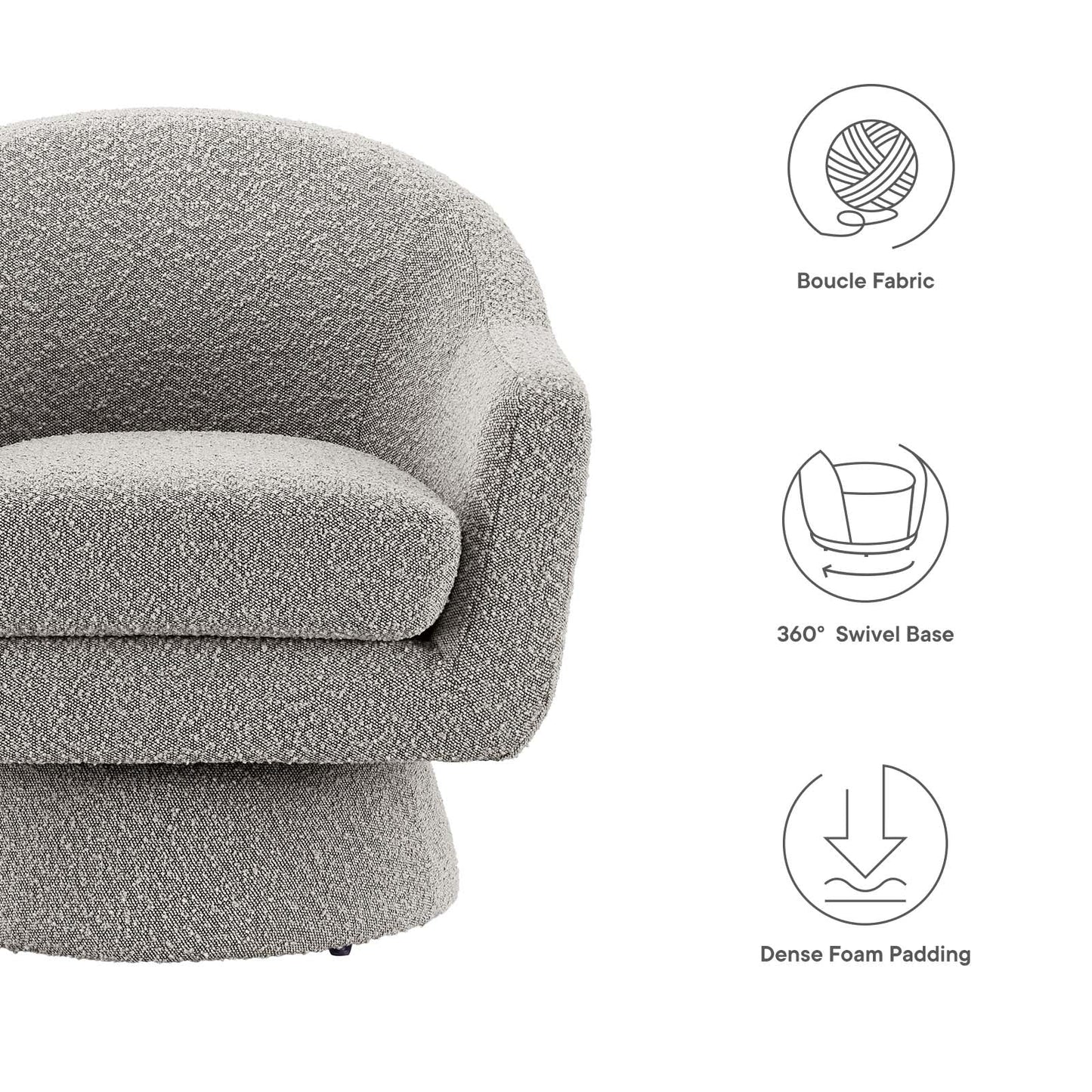 Esha Boucle Swivel Chair