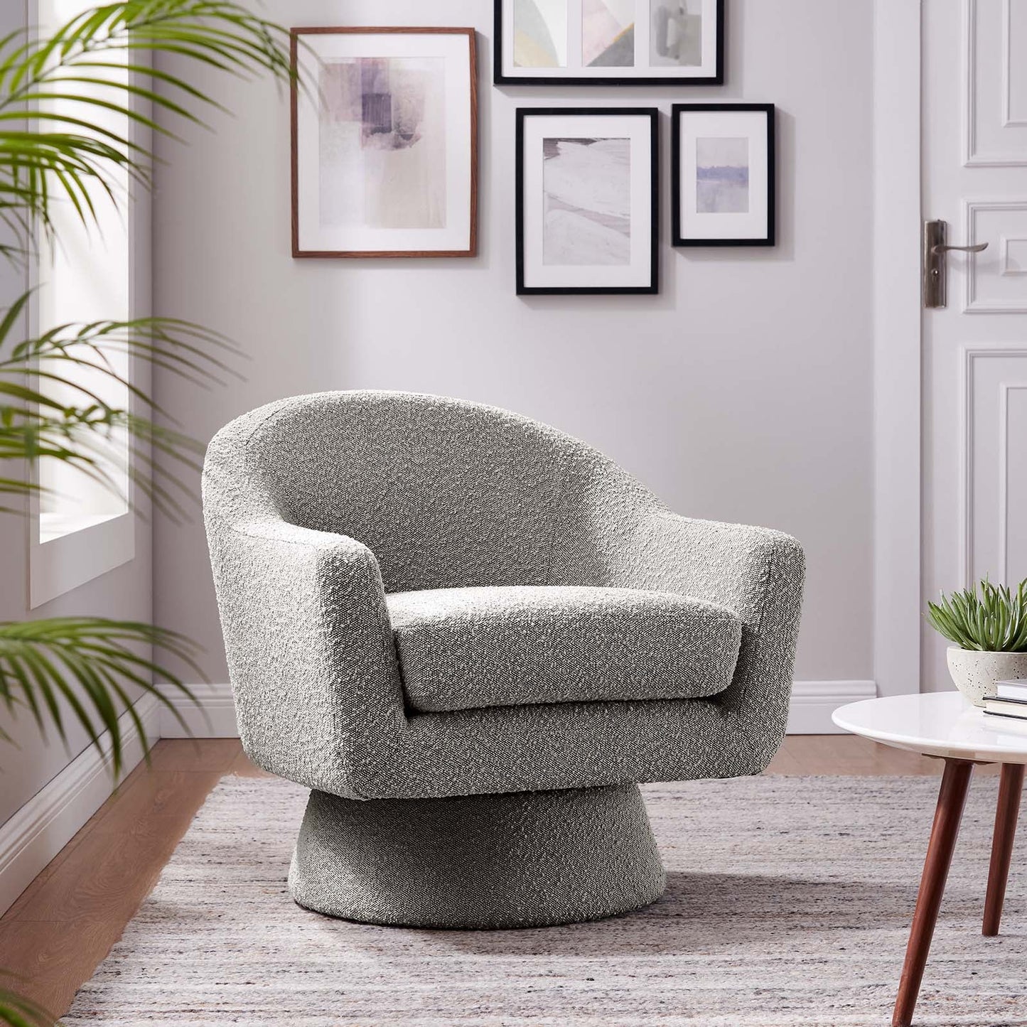 Esha Boucle Swivel Chair