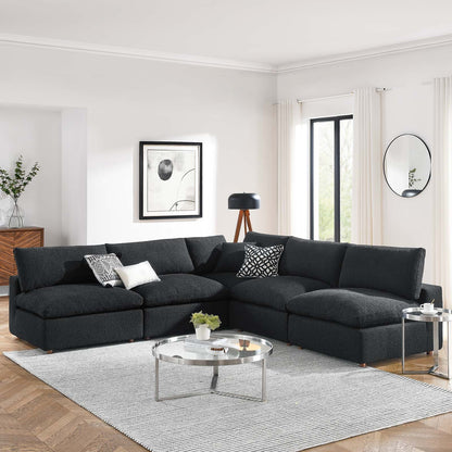 Tobi Overstuffed Boucle Armless 5-Piece Sectional