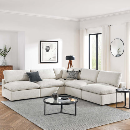Tobi Overstuffed Boucle Armless 5-Piece Sectional