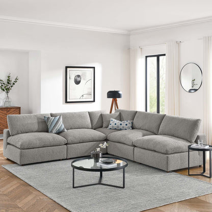 Tobi Overstuffed Boucle Armless 5-Piece Sectional