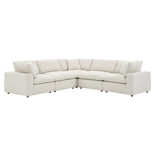 Commix Down Filled Overstuffed Boucle 5-Piece Sectional Sofa