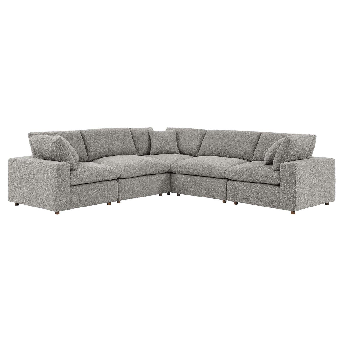 Commix Down Filled Overstuffed Boucle 5-Piece Sectional Sofa