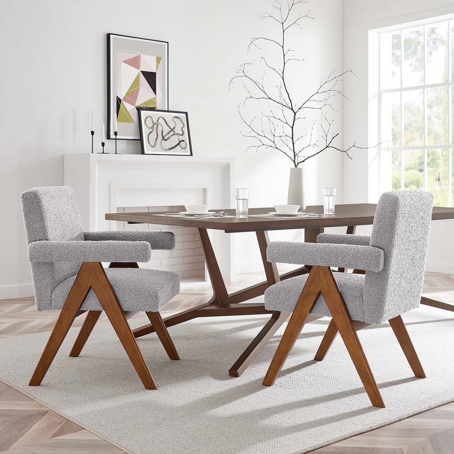 Lyra Boucle Fabric Dining Room Chair - Set of 2