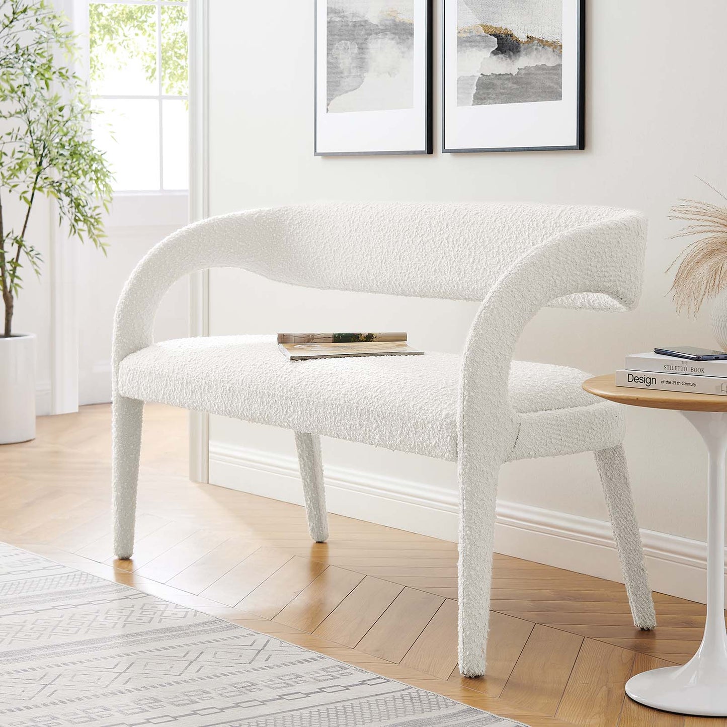 Aara Boucle Accent Bench