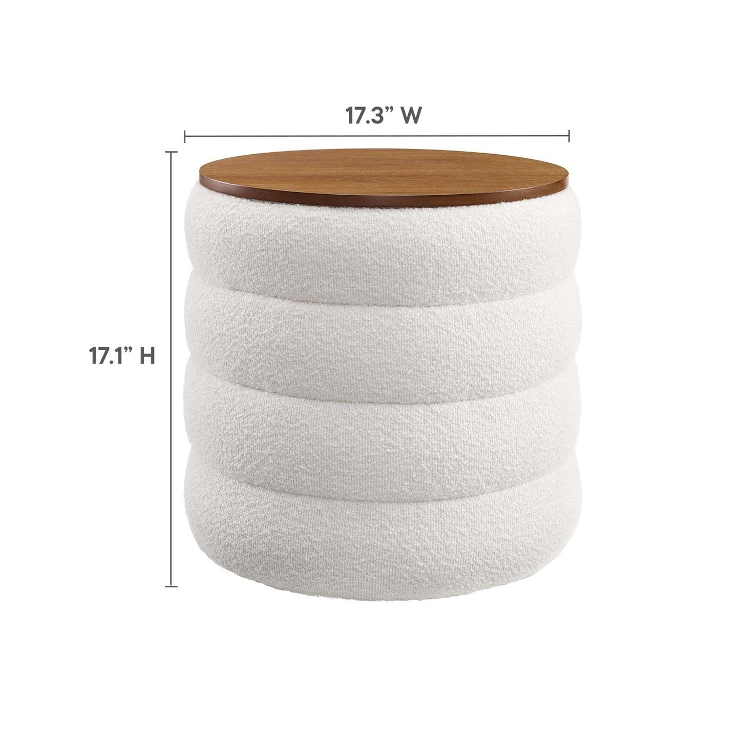 Mezzo Round Boucle Fabric Storage Ottoman