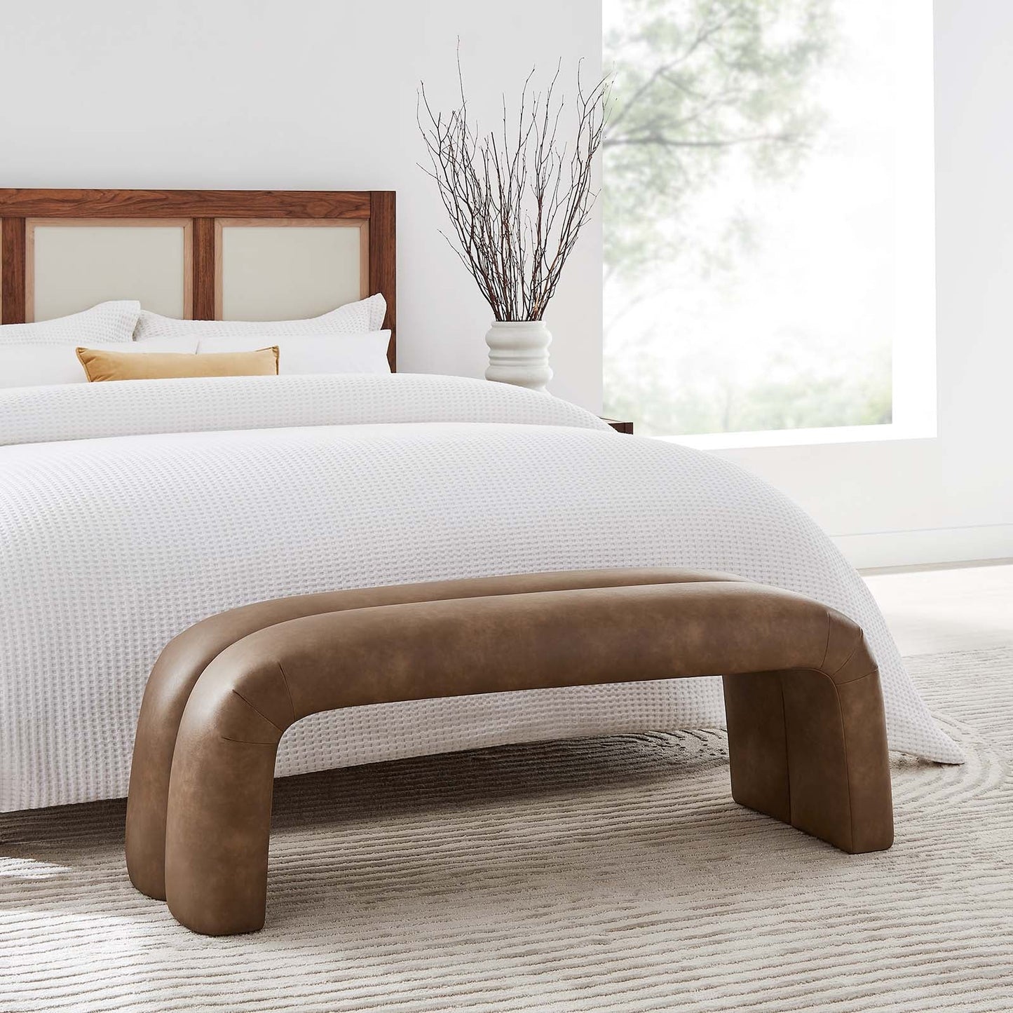 Anala Leather Accent Bench