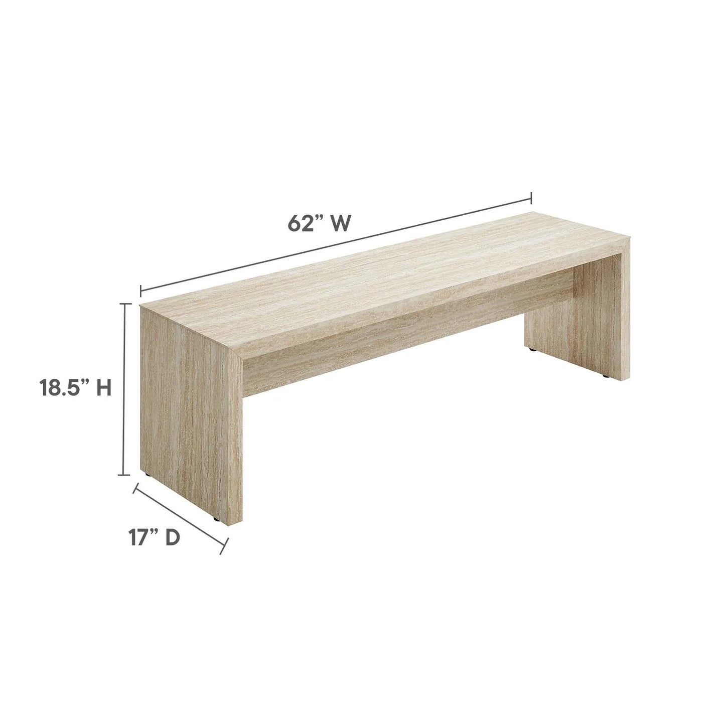 Sarla Faux Travertine Bench 62"