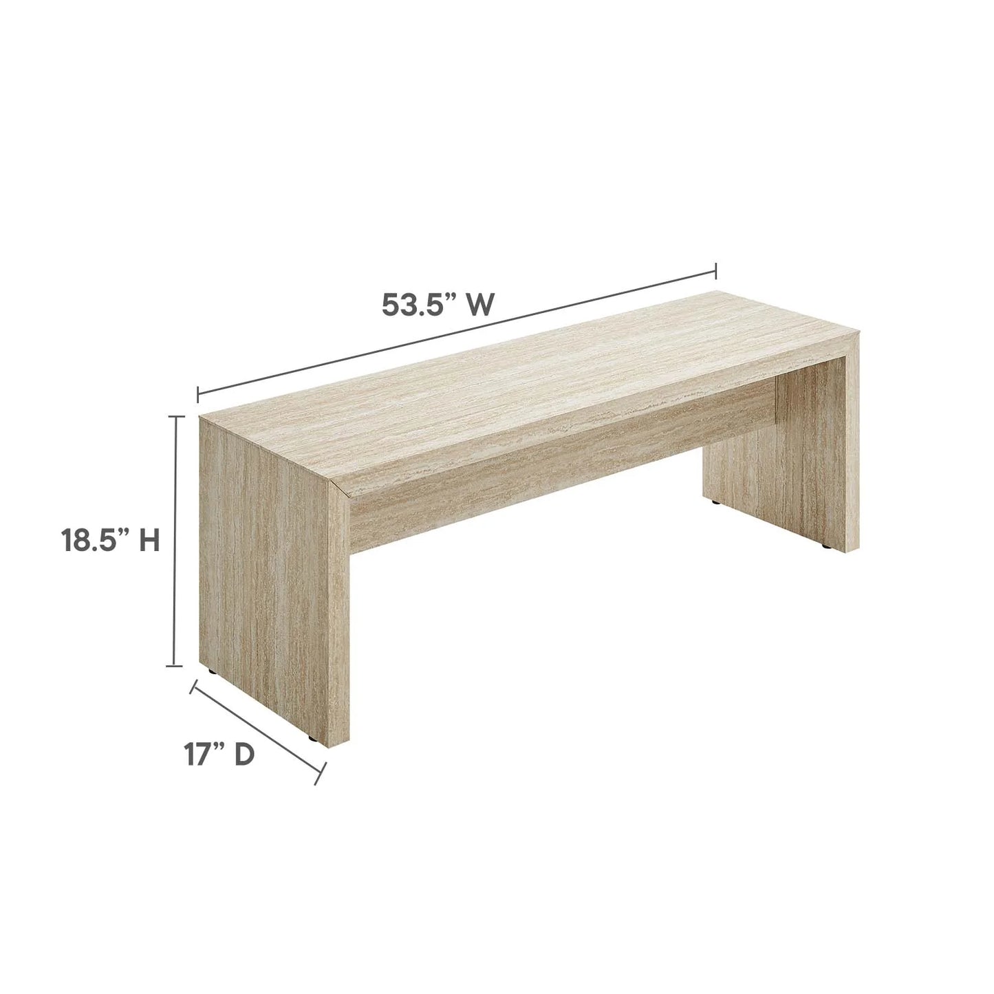 Sarla Faux Travertine Bench 53.5"