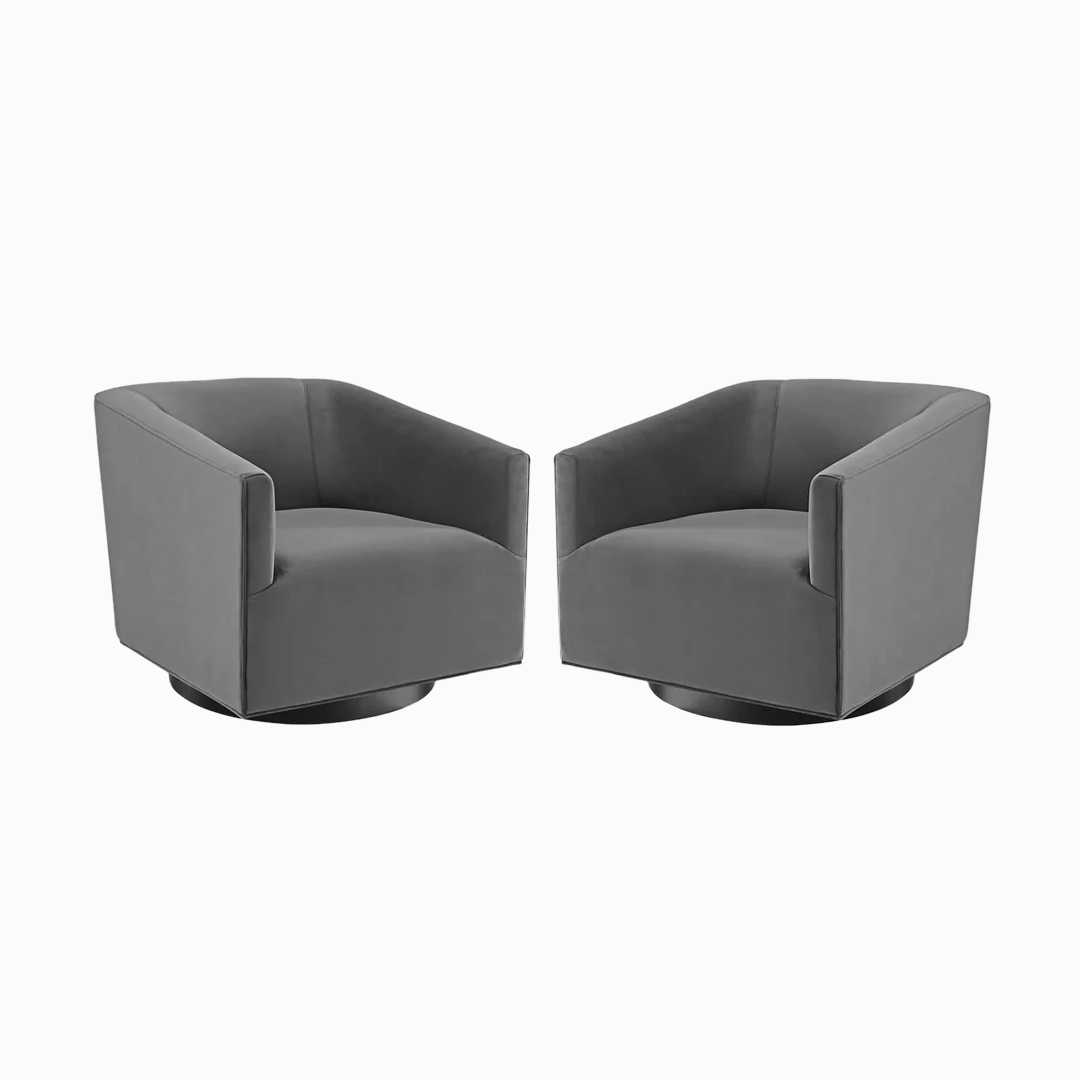 Jit Velvet Swivel Chair- Set of Two