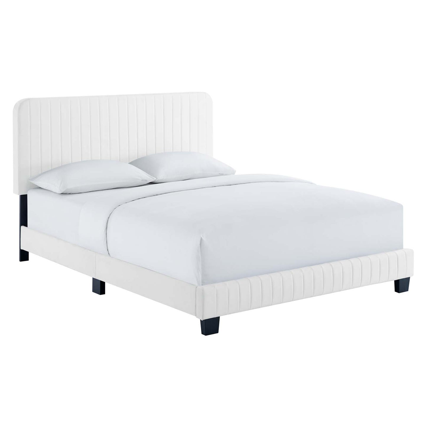 Lila Velvet Channel Platform Bed