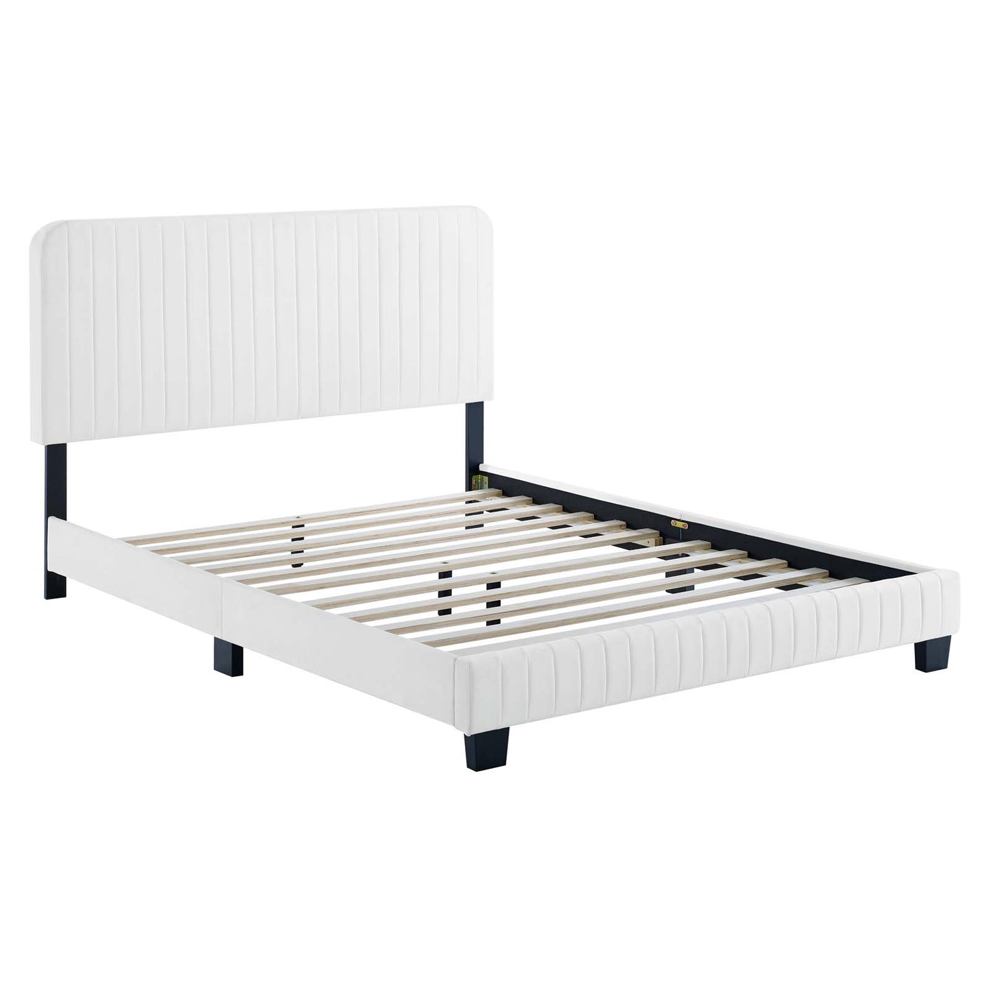 Lila Velvet Channel Platform Bed