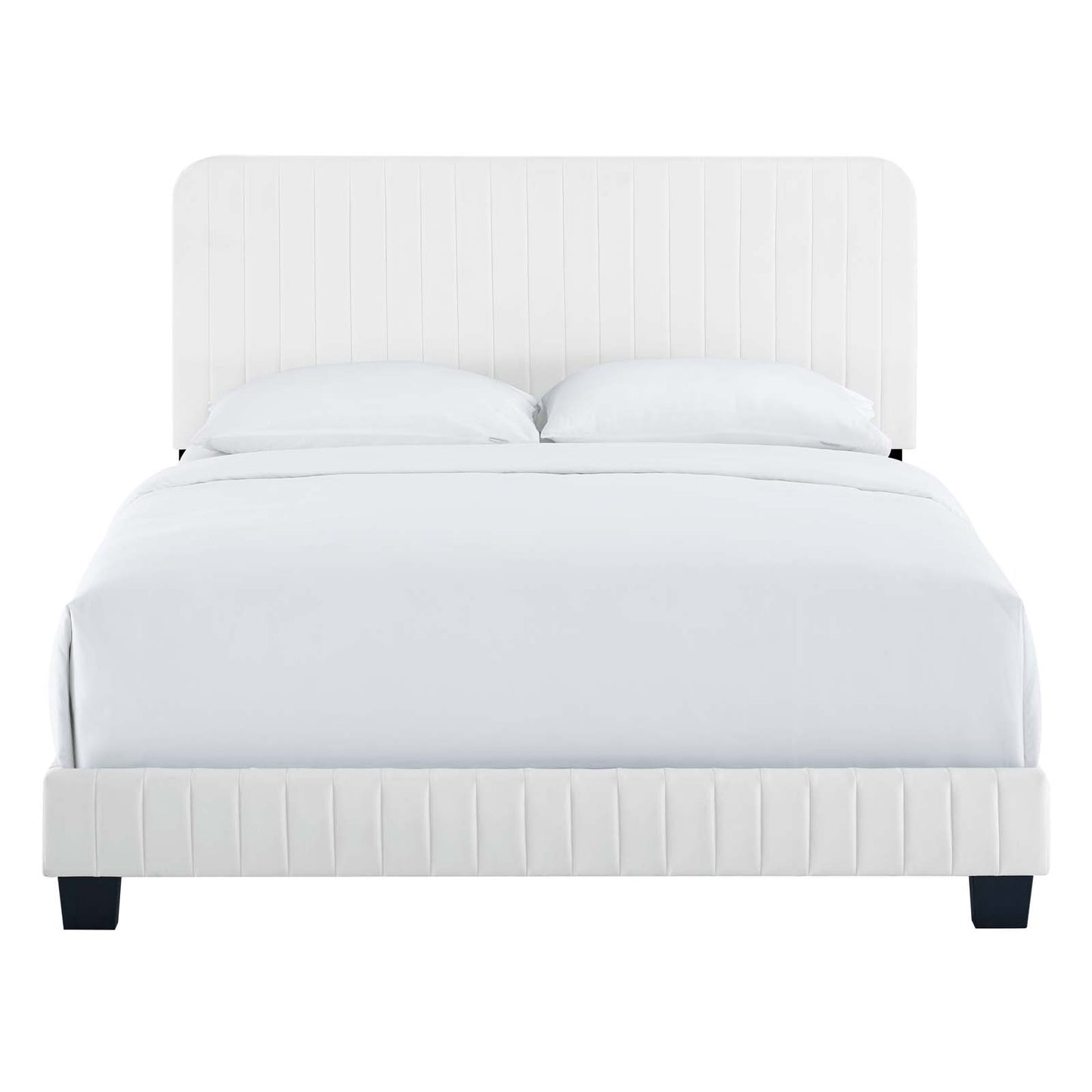 Lila Velvet Channel Platform Bed