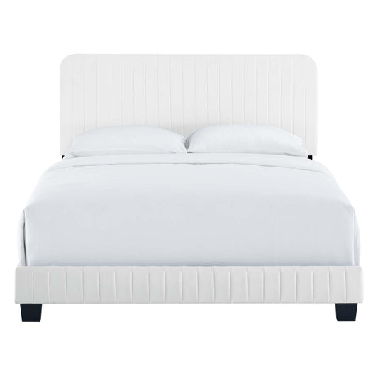 Lila Velvet Channel Platform Bed