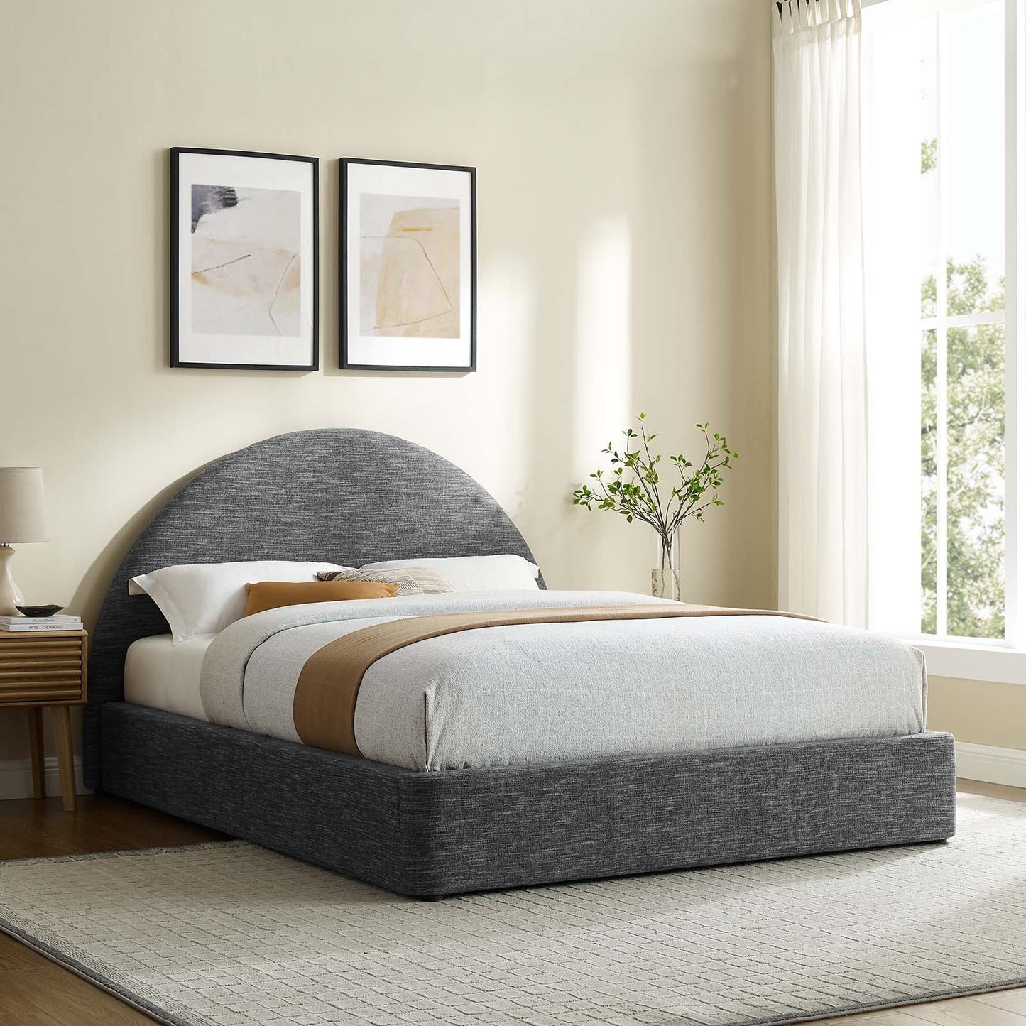 Roma Upholstered Arched Platform Bed