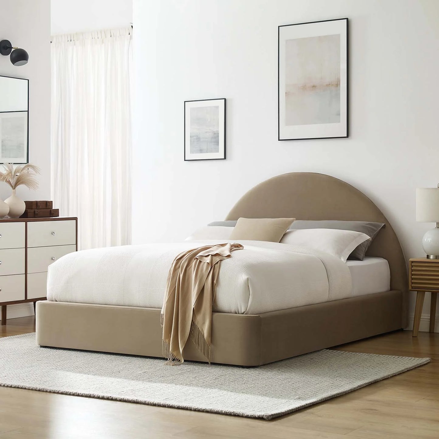 Roma Velvet Arched Platform Bed