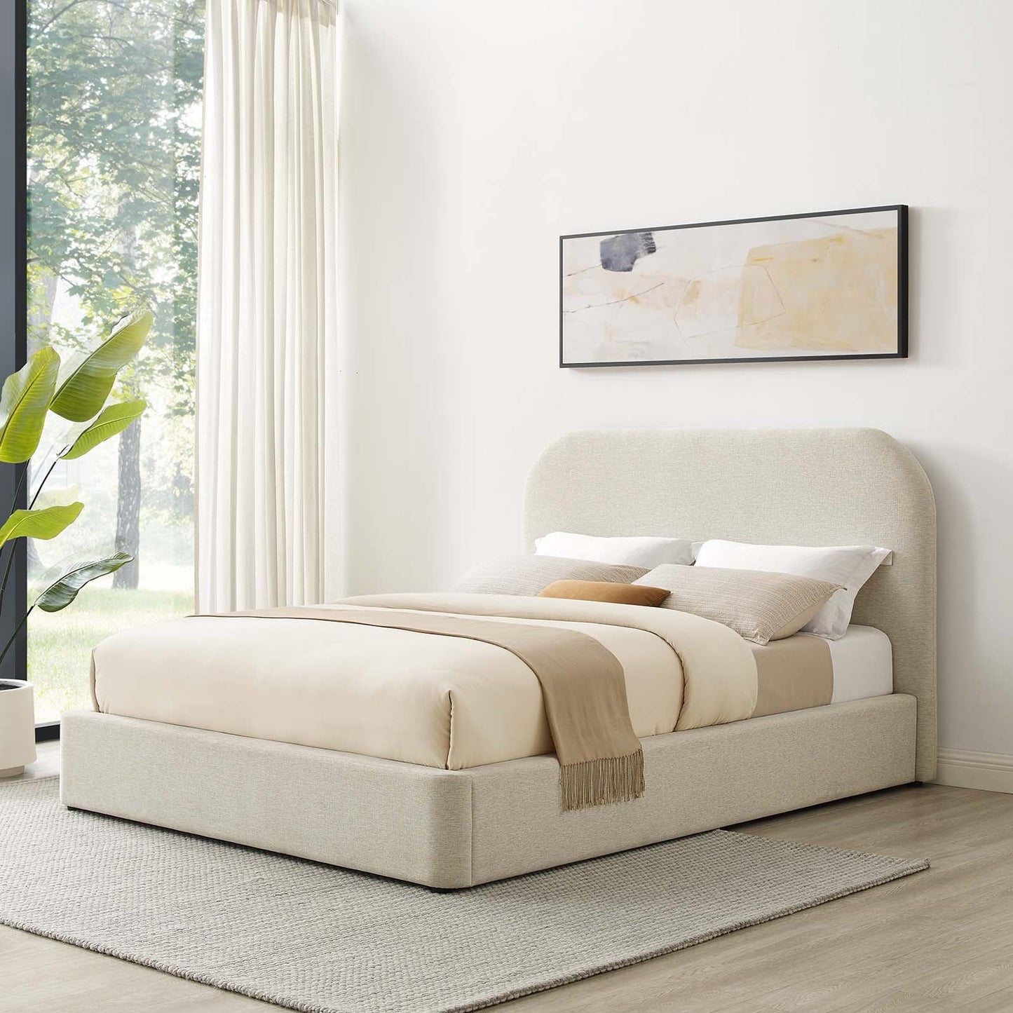 Kajal Upholstered Curved Platform Bed