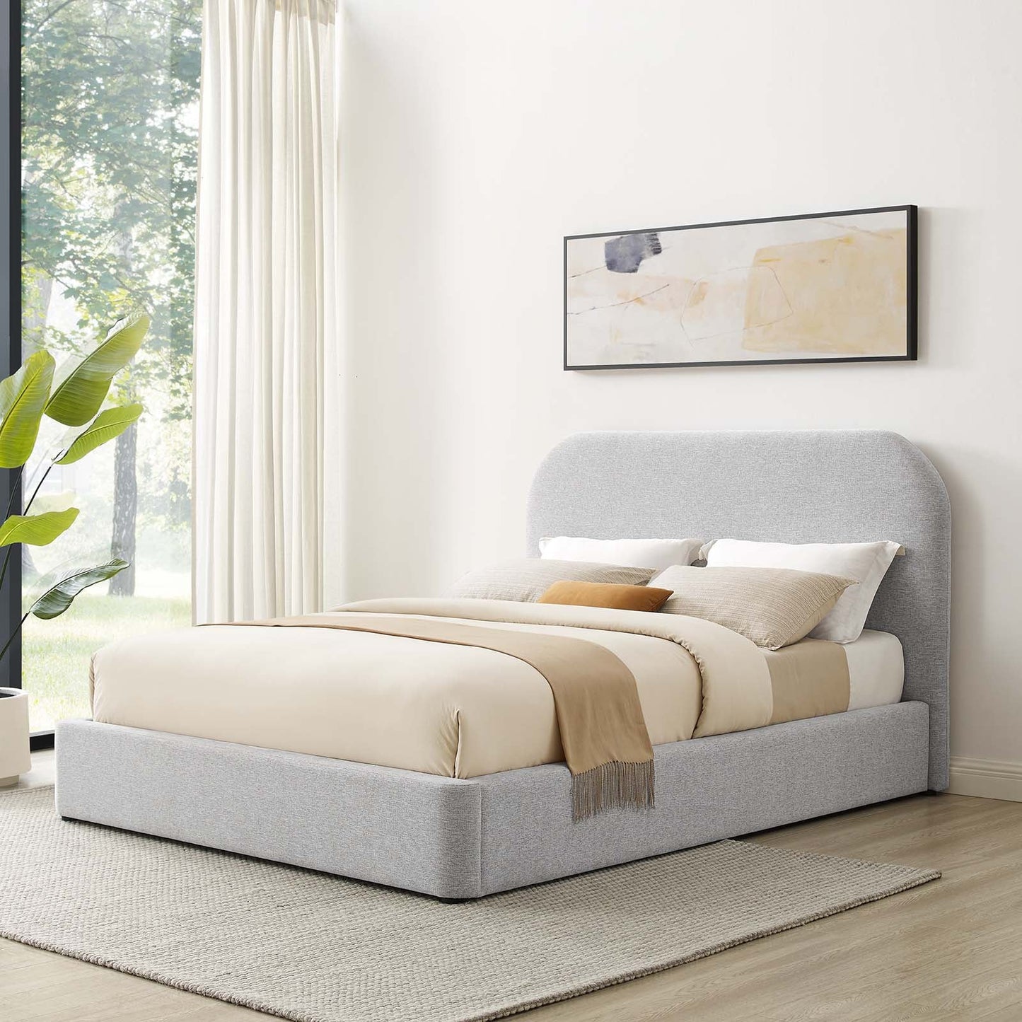 Kajal Upholstered Curved Platform Bed