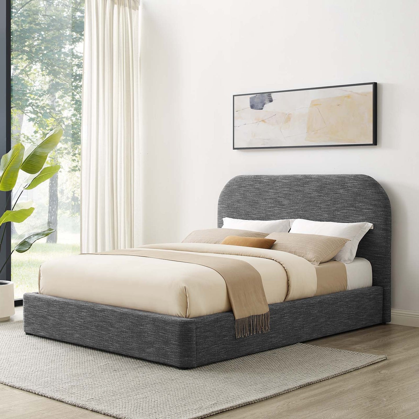 Kajal Upholstered Curved Platform Bed