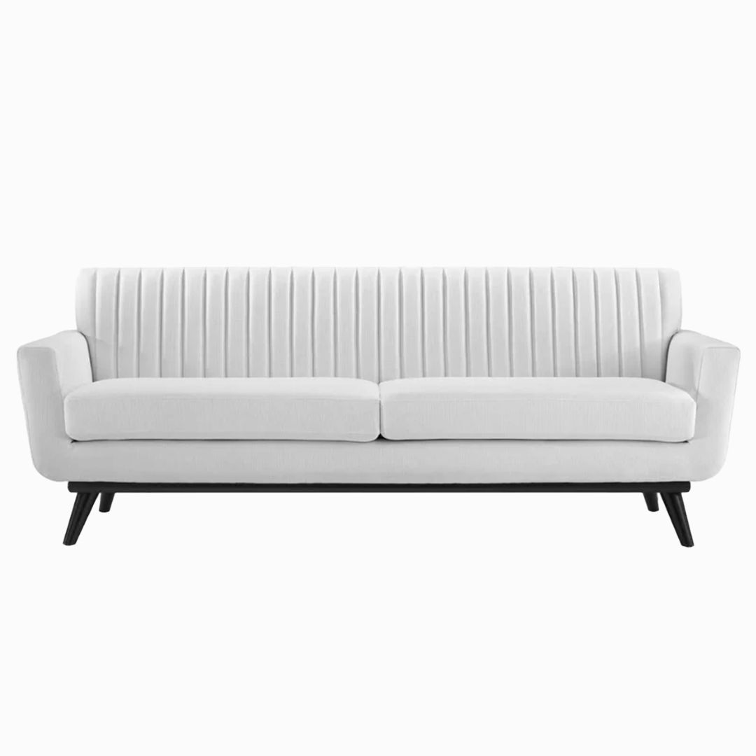 Mina Channel Tufted Fabric Sofa