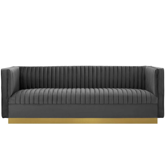 Pari Channel Tufted Velvet Sofa